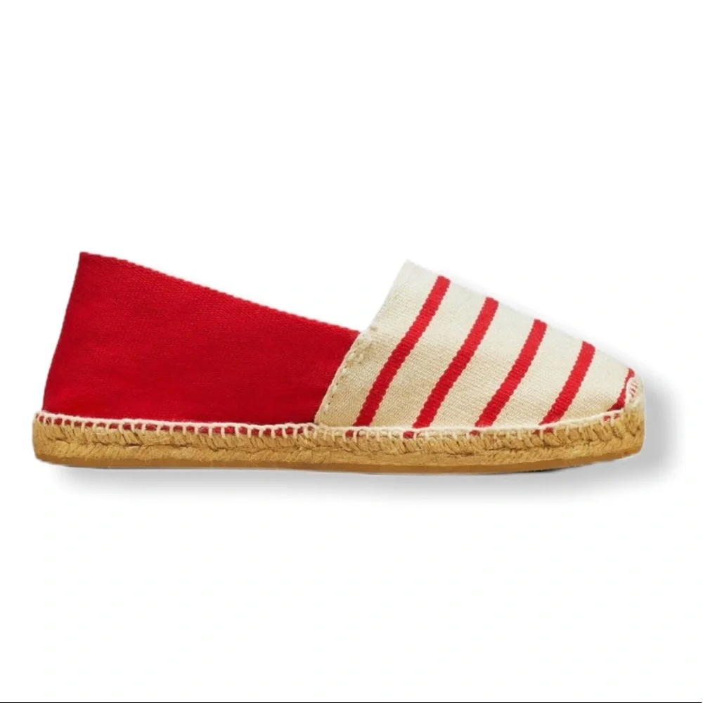 Cousu Main Classic flat Red & Ivory espadrilles